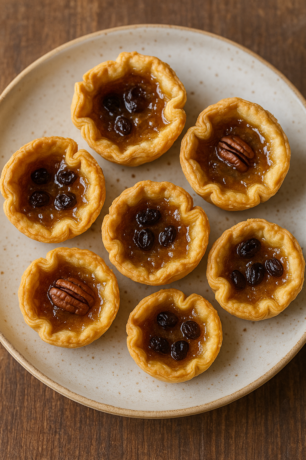 A classic Canadian butter tart with a flaky pastry crust and a gooey, caramelized filling.
